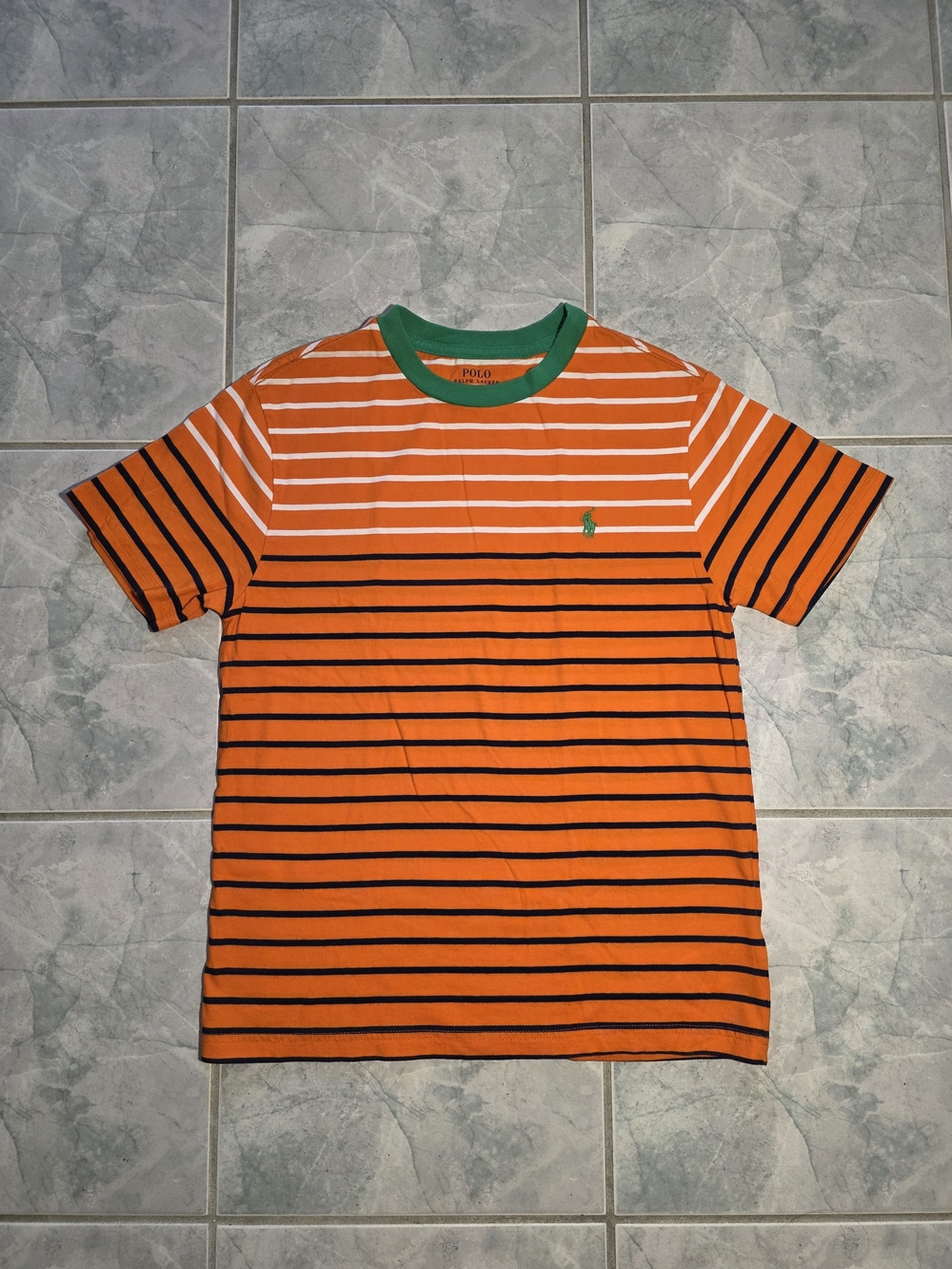 Polo by Ralph Lauren Orange Striped Crewneck T-Shirt (Boys)